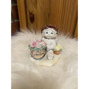 Cherub‎ Baby. Flowers For Grandma. Unique Porcelain Figurine.